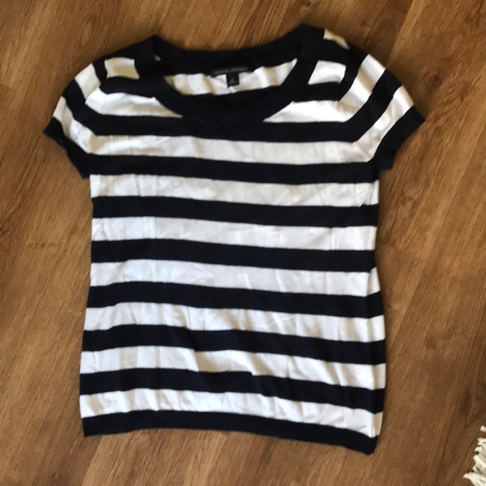 Banana Republic Navy and White Striped Top